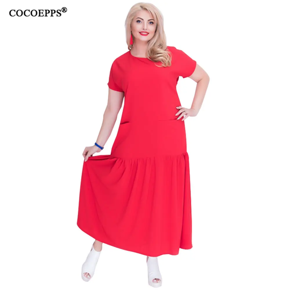 5XL 6XL Свободное длинное платье в стиле пэчворк большого размера Макси платье летнего размера плюс пляжное Повседневное платье с круглым вырезом vestido