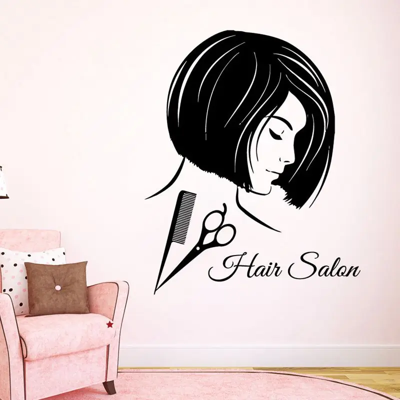 

DCTAL Salon Sticker Woman Barber Hair Beauty Spa Decal Haircut Posters Vinyl Wall Decals Decor Decoration Mural Salon Sticker