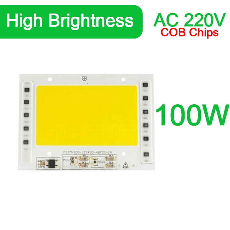 5 Вт~ 100 Вт AC 220 В интегрированный COB светодиодный чип лампы 50 Вт 30 Вт 20 Вт 10 Вт смарт IC драйвер люменов для DIY прожектор - Испускаемый цвет: COB 100W
