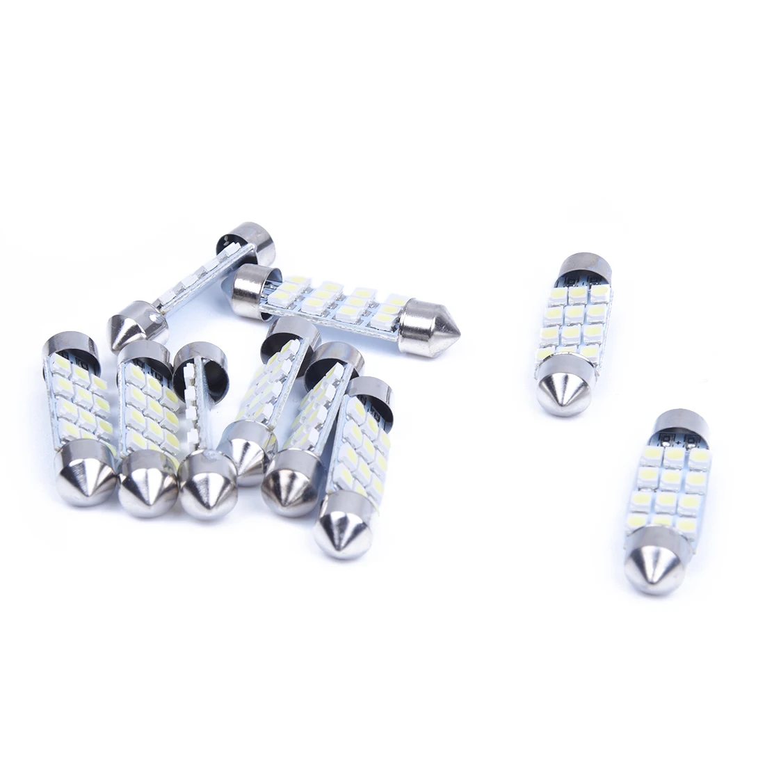 

10 x 41mm 12 3528 SMD LED Bulbs White Car Dome Festoon Interior Light
