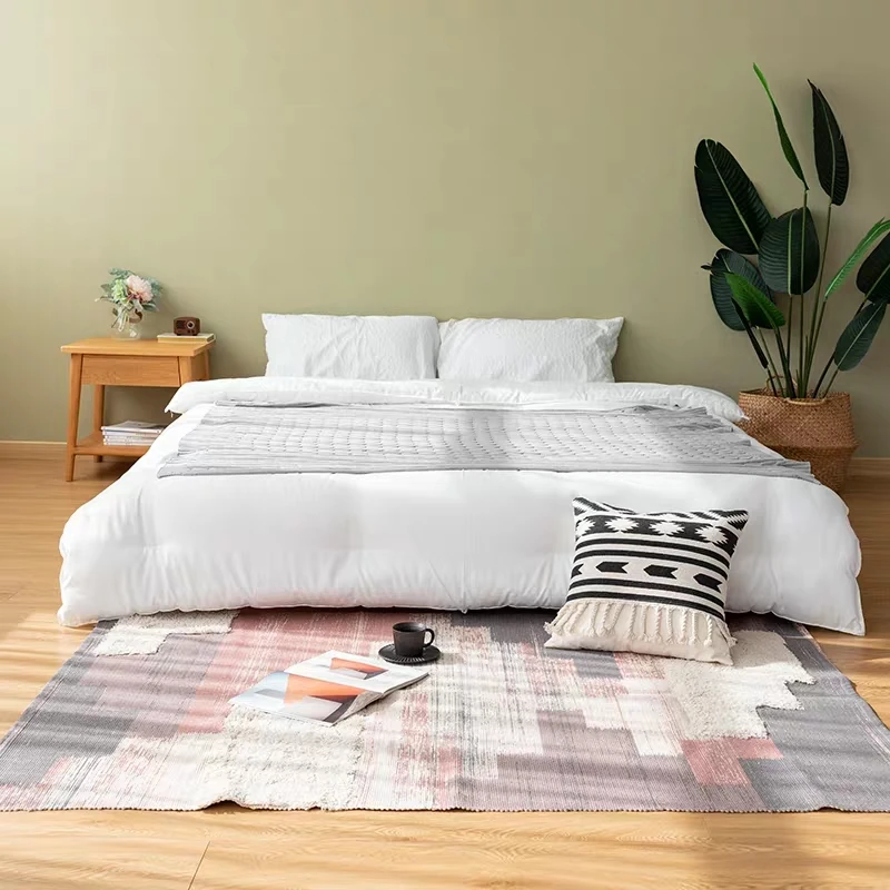 

Nordic style multi-function 3D pattern handmade cotton knitting rug , door mat ,decoration bedside rug,cotton bathroom mat