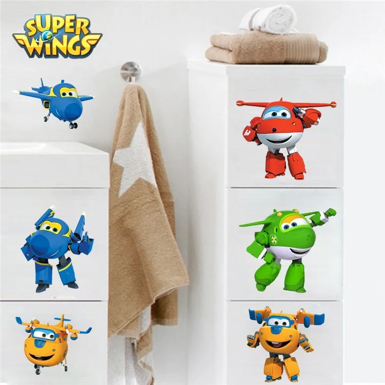 3D мультфильм Супер Крылья Джетт самолёт ПВХ наклейки Клейкие настенные стикеры