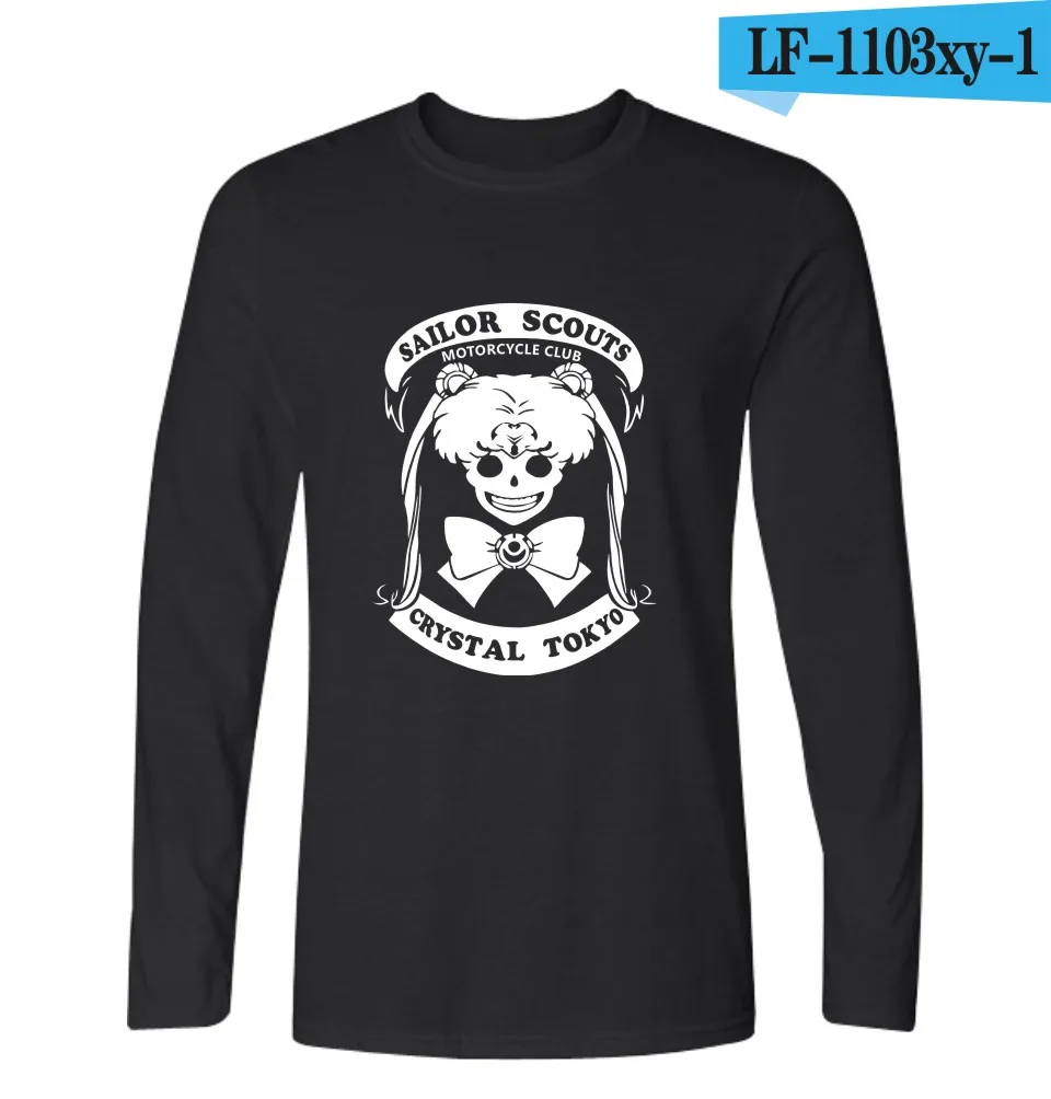 black LUCKYFRIDAYF Сейлор Мун модная повседневная футболка с длинными рукавами для фитнеса женские футболки femme Забавные футболки одежда - Цвет: black