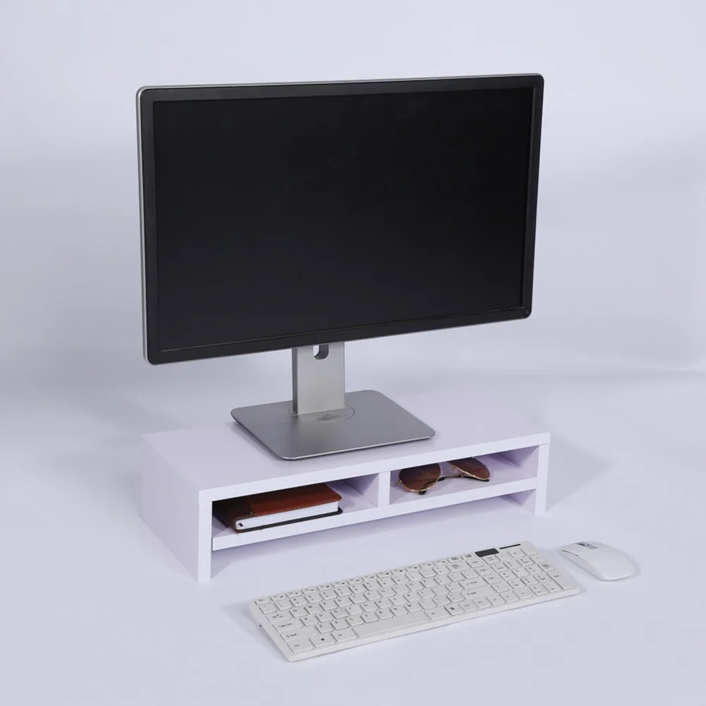 

Desktop Monitor Stand LCD TV Laptop Rack Computer Screen Riser Shelf Office Desk Purplish White