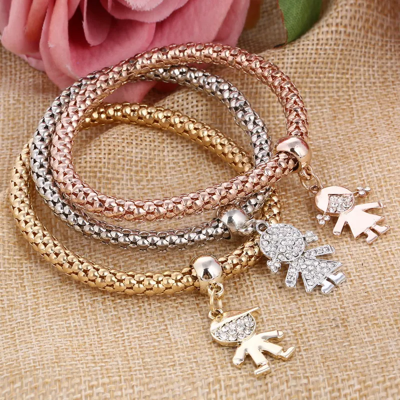 3 шт./лот очаровательные браслеты для женщин и девушек хрустальные из розового