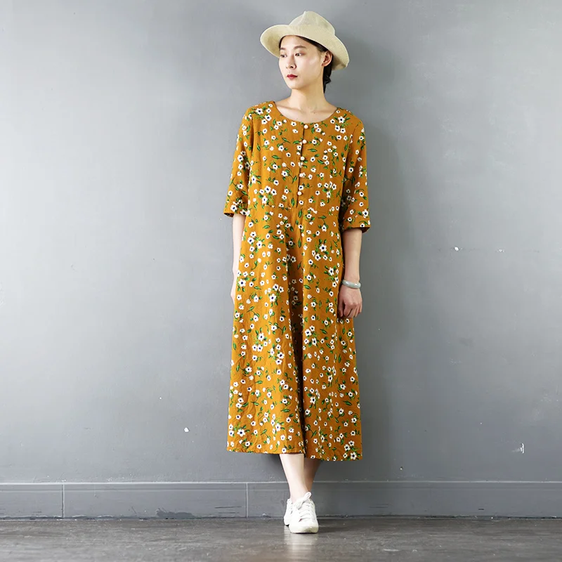 SCUWLINEN Vestidos 2019 Весна Лето Женское Платье Винтаж цветочный принт с коротким рукавом