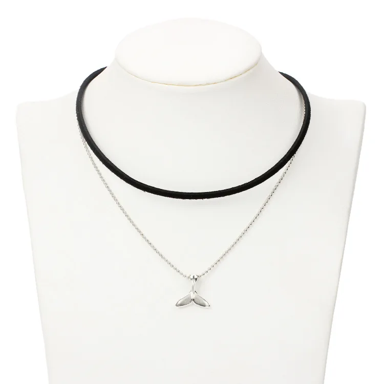 Новые модные черные бархатные женские колье-ошейник 2017 два слоя серебряного