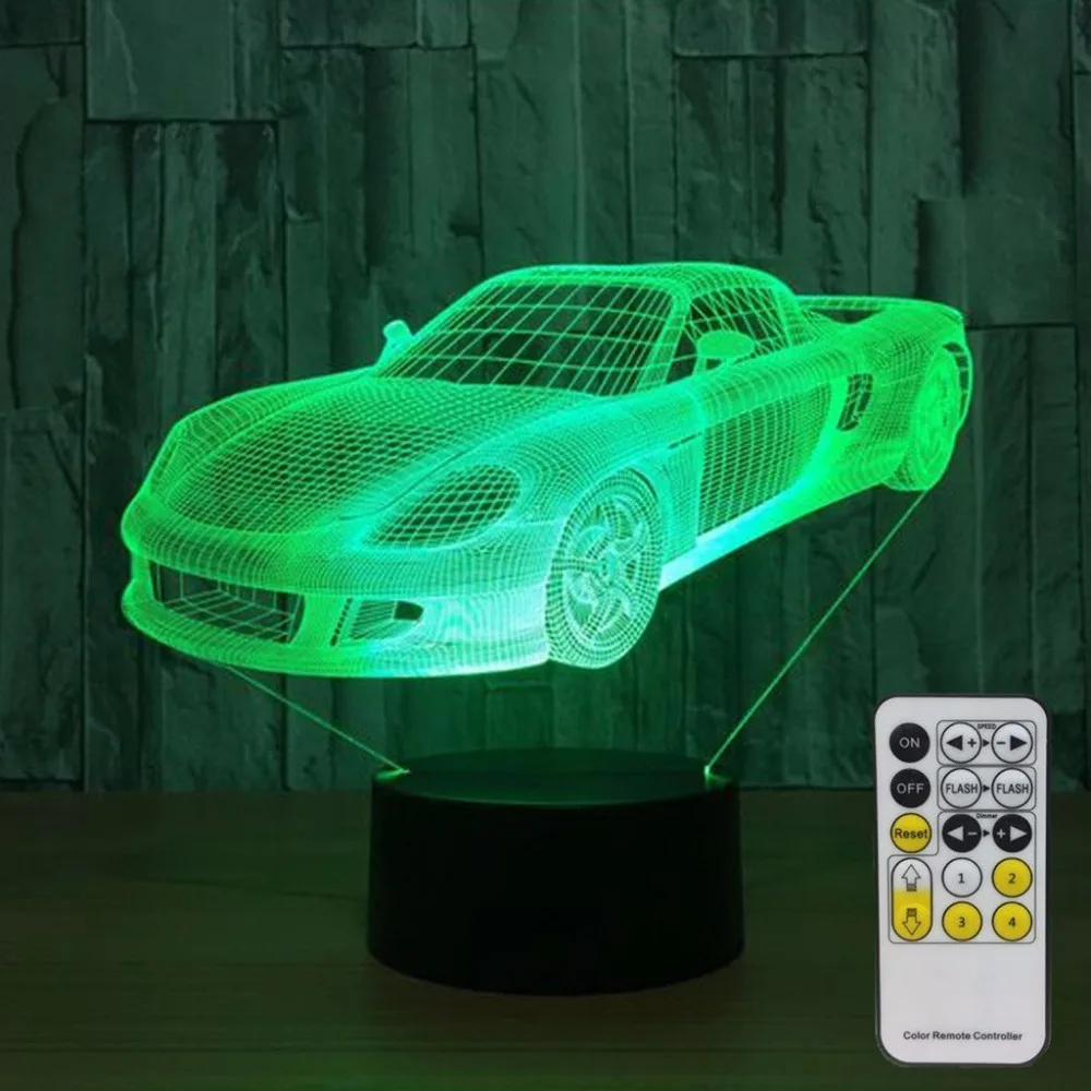 Автомобиль настольная лампа 3D ночные светильники для детей с пультом