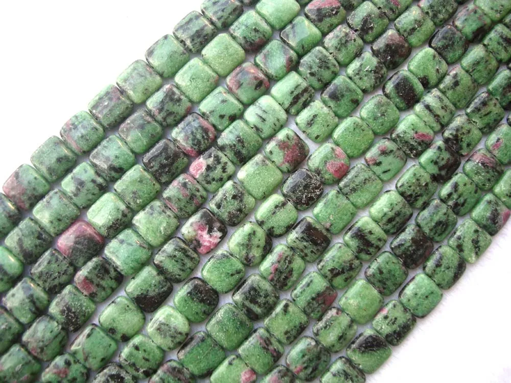Плоские квадратные бусины с натуральным зеленым Рубином свободные для