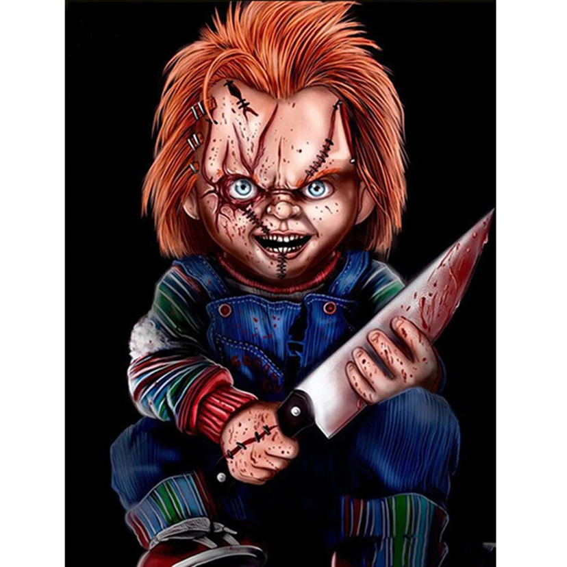 

5D DIY Diamond Painting IT horror movie character Chucky 3D Diamond Embroidery Cross Stitch Needlework Home Decor gift WG1137