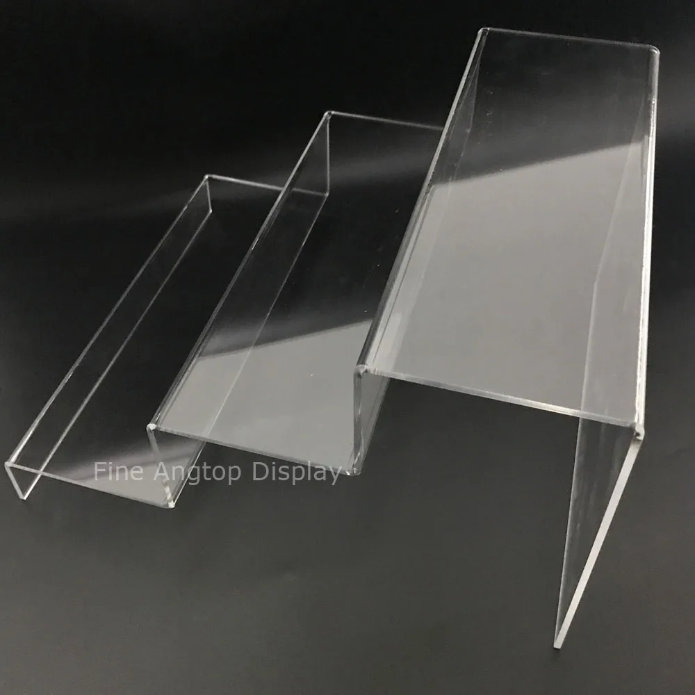 Прозрачный акриловый подъемный шаг дисплей 3 уровня минералы окаменелости полка