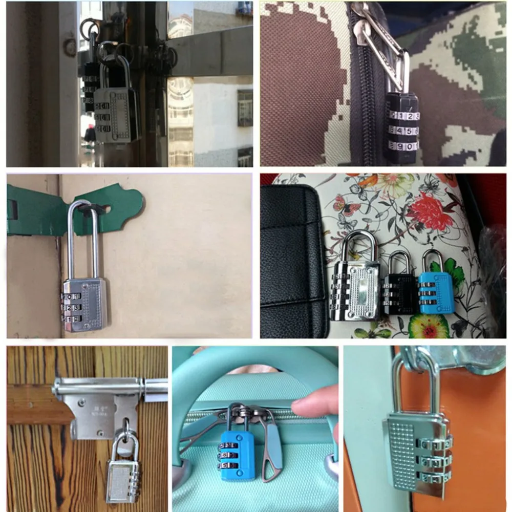 Mini Anti-theft Lock Zinc Alloy Security 3 Combination Multifunctional Code Travel Suitcase Luggage Wardrobe Padlock | Обустройство