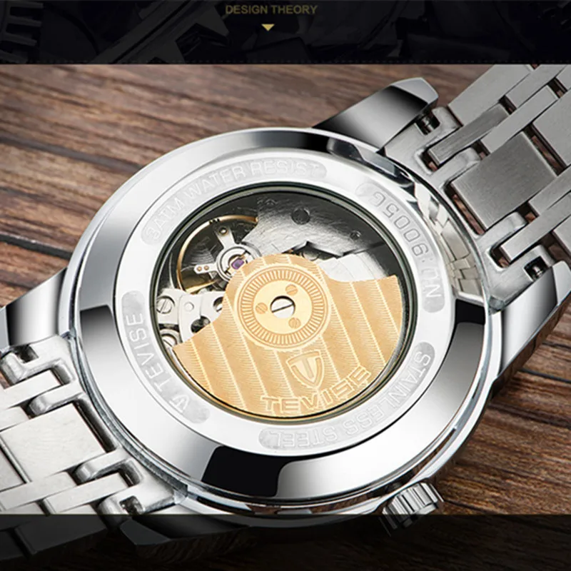 Новинка 2017 TEVISE Лидирующий бренд Tourbillon с автоподзаводом механические часы для