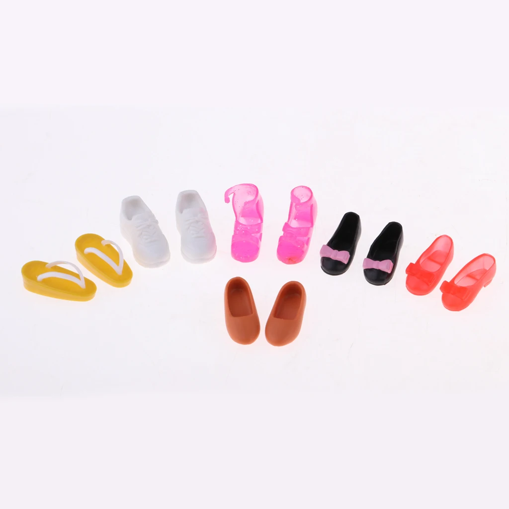 6 пар модных кукольных туфель сандалии спортивные туфли-шлепанцы на высоком