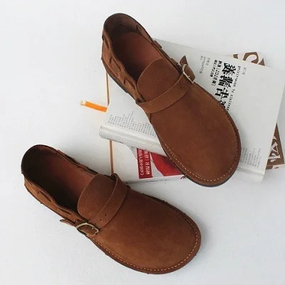 Careaymade/женские туфли из натуральной кожи на плоской мягкой подошве Удобные дышащие тонкие туфли ручной работы в стиле ретро - Цвет: Brown