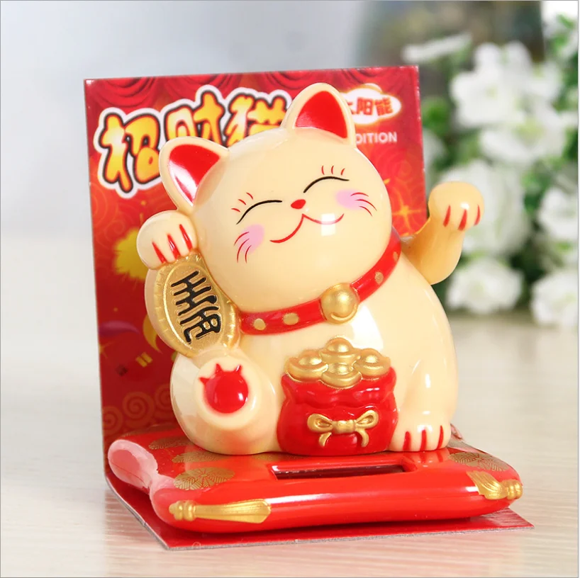 Yellow Модный черный/белый Maneki Neko на солнечных батареях, радушный Кот, удача для дома, автомобиля, отеля, ресторана, Декор, ремесло - Цвет: Yellow