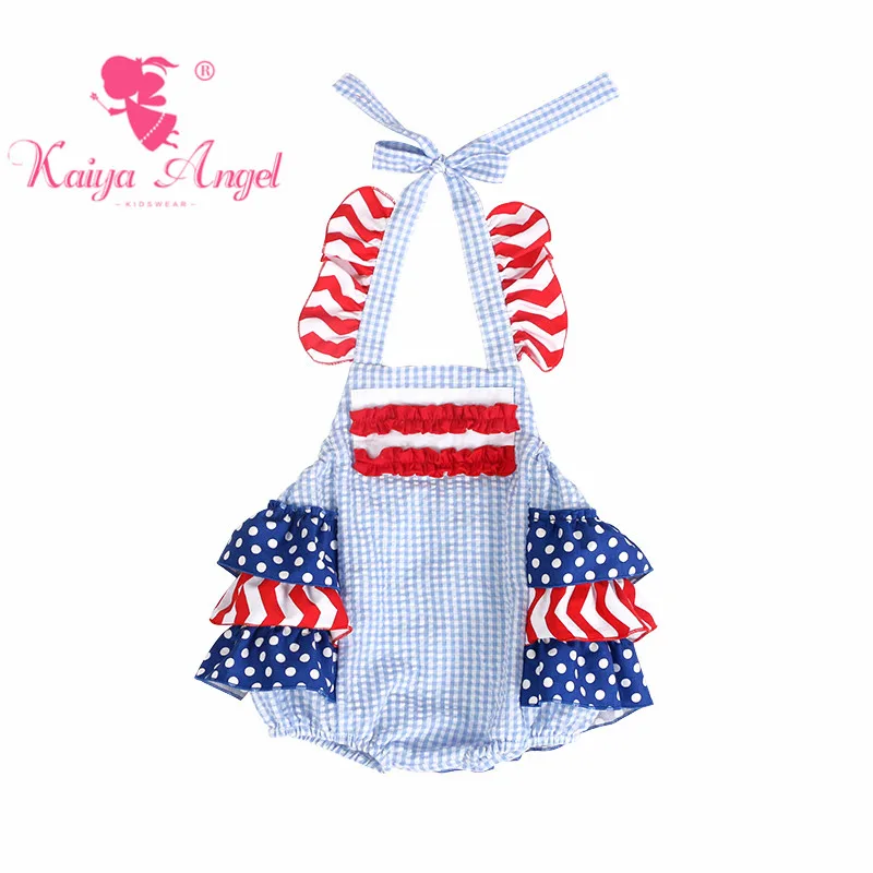 Комбинезоны Kaiya Angel 4 июля темно синие белые в мелкую клетку с пузырьками одежда из