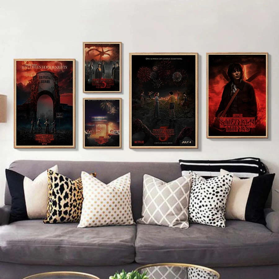 Ретро постер в стиле очень странные дела 3 сезона крафт бумага для бара кафе