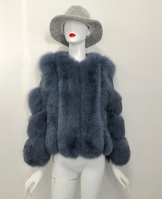 Королевский синий S-XL меховые пальто для женщин Зима Новая мода розовый натуральный мех пальто элегантная Толстая теплая верхняя одежда натуральный мех куртка Chaquetas Mujer - Цвет: Королевский синий