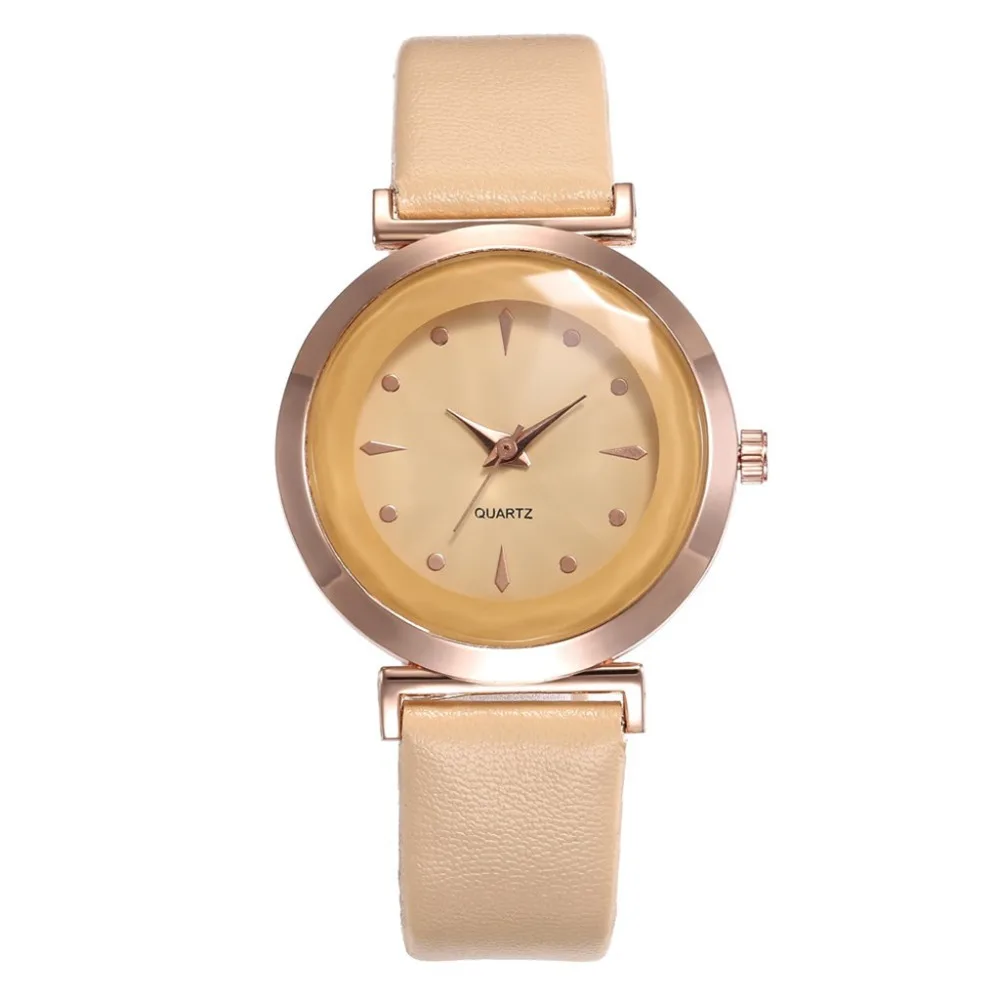 Женские часы новая мода минимализм простая кожа розовое золото кварцевые