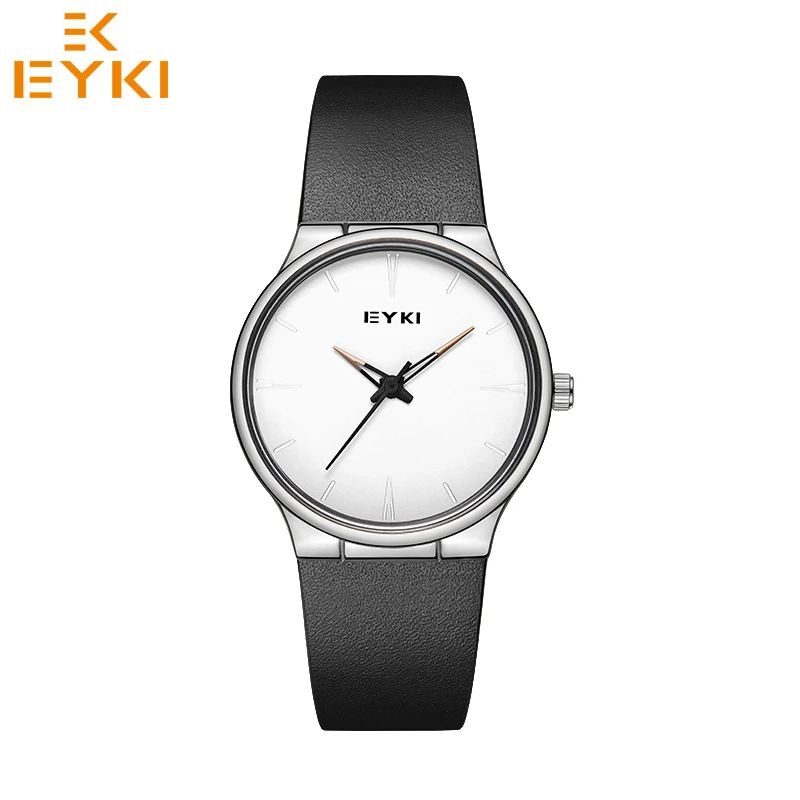 EYKI люксовый бренд Lover's кварцевые часы модные Reloj mujer женские часы водонепроницаемые с кожаным ремешком relogio masculino подарок для пары - Цвет: E1092M-DZ1WHW-Women