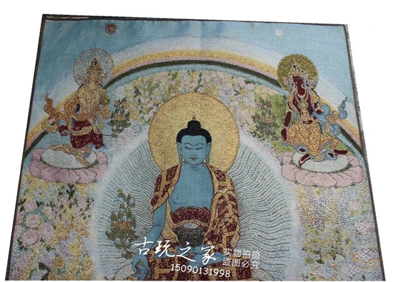36-дюймовая шелковая вышивка тибетского золота Золотая картина будды танка из