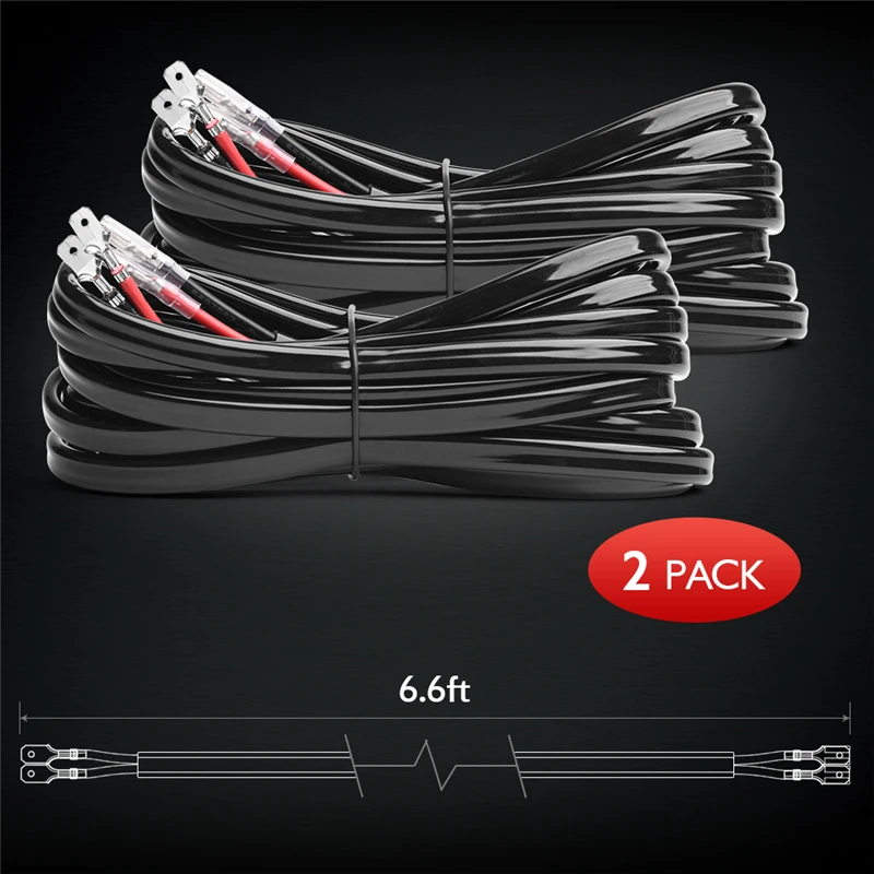MICTUNING 2шт 6.6ft 16AWG удлинительные шнуры универсальные для бездорожья светодиодный светильник для работы аксессуары для бара жгут проводов удлинительные кабели