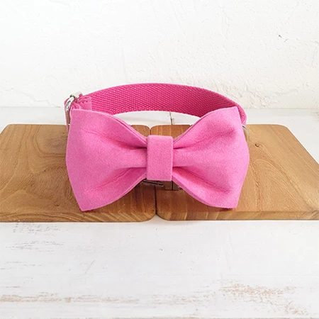 Dog Collar Bow Tie MUTTCO розничная анти-потери аксессуары для собак персонализированные собаки ID бирка Воротник Розовый Выгравированный ошейник поводок набор 5 размеров UDC076 - Цвет: Dog Collar Bow Tie
