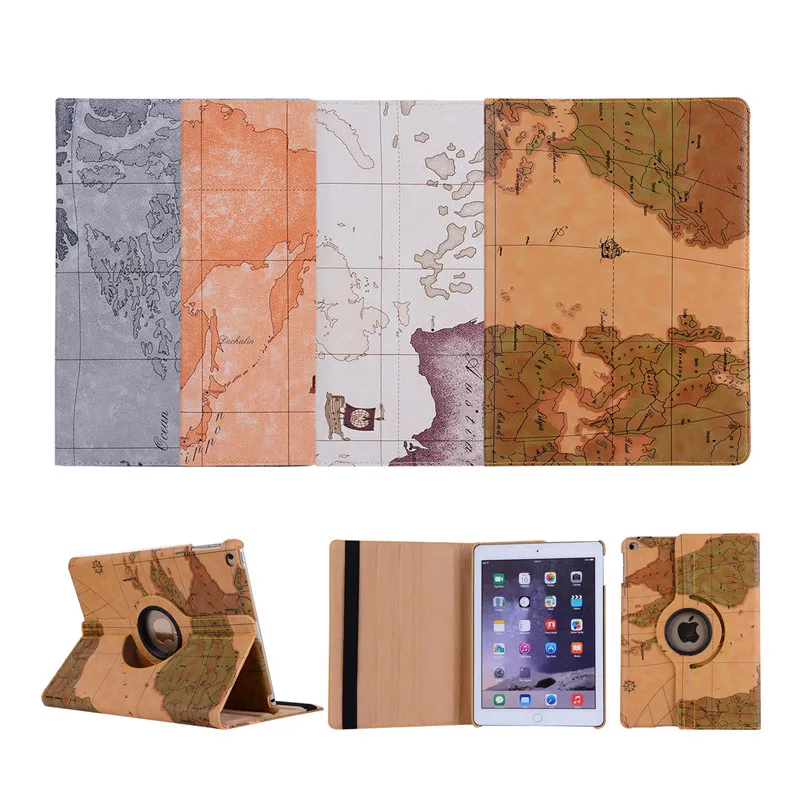 Вращающийся чехол для iPad 2018 9 7 дюймов планшет air 2 защитный apple ipad 6 Карта мира|Чехлы