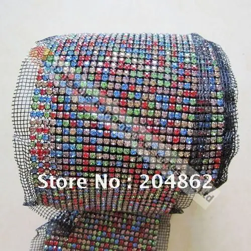 10 ярдов Акция 24 ряд кристалл горный хрусталь сетка отделка с SS16 смешанные цвета