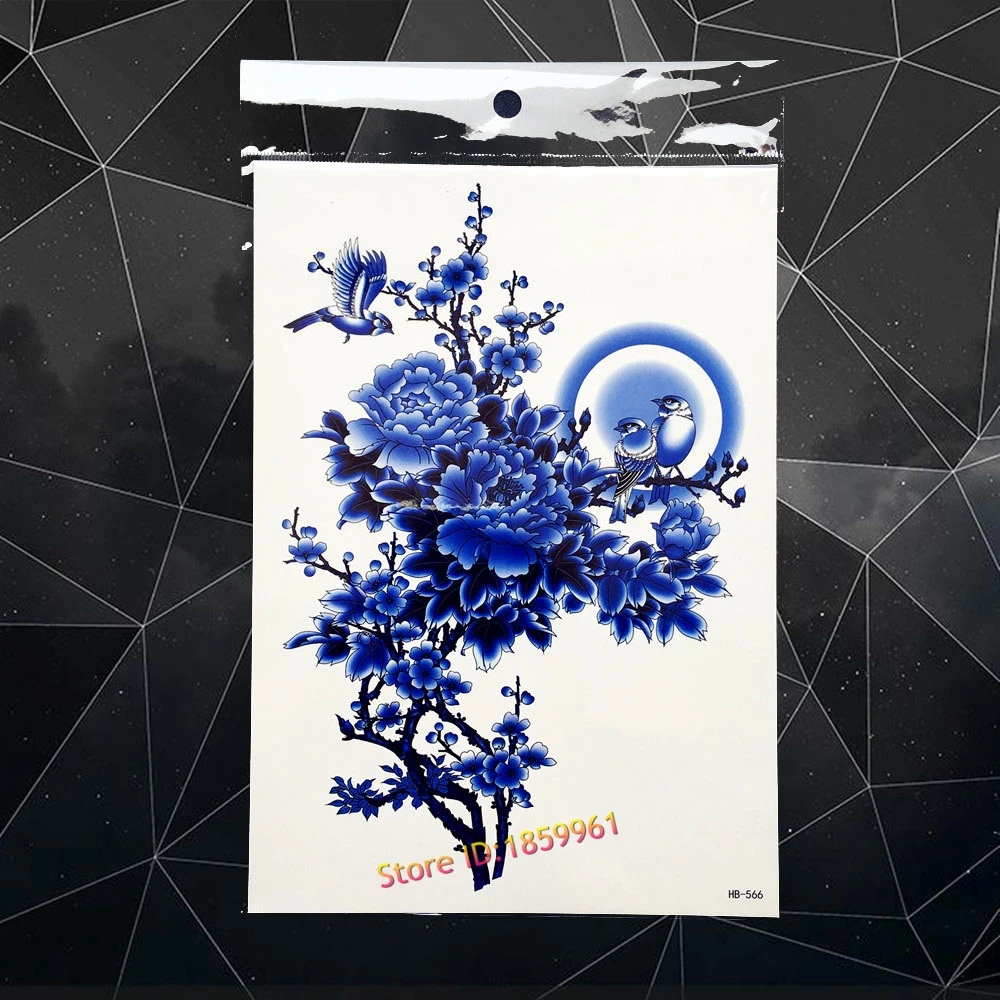 Flower Bird Fake Women Henna Temporary Tattoo Stickers 21x15CM Butterfly Tree Branch China Peony Flash Waterproof Paste |