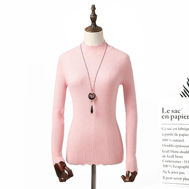 Женский свитер с высокой эластичностью однотонная Базовая рубашка осенне-зимний