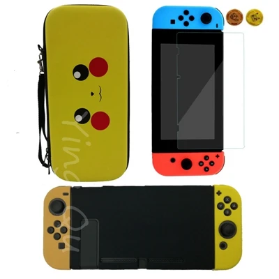 E 7 в 1 для Nintendo Switch NS консоль сумка для хранения из закаленного стекла протектор экрана+ силиконовый чехол для контроллера Joy-Con - Цвет: E