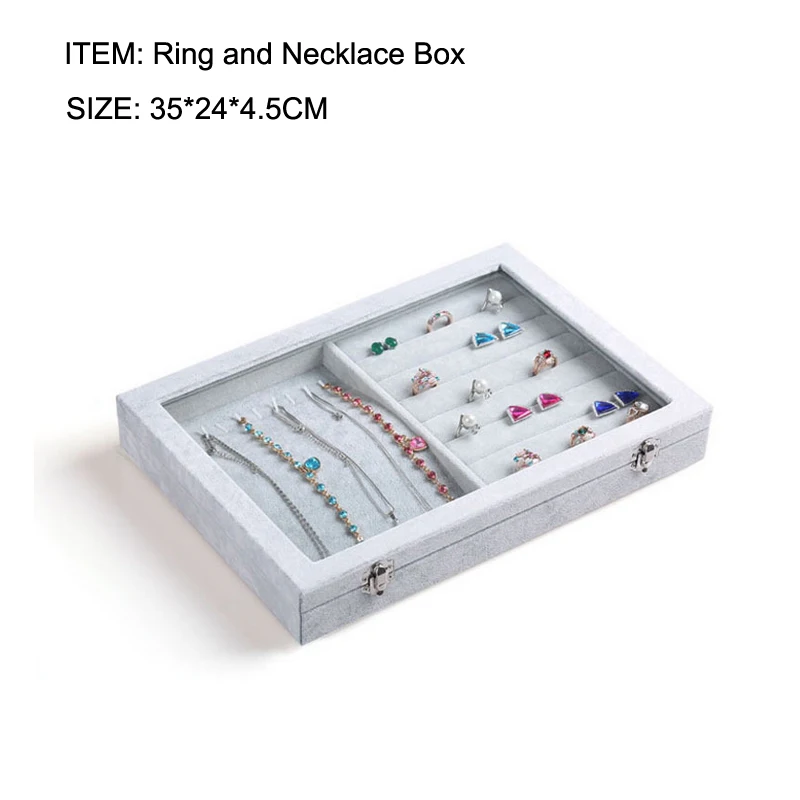 

New Fashion Jewelry Display Case Style Wrapped with Fabric Material All Match Collection Case Exhibitor Tray Jewelry Display Box