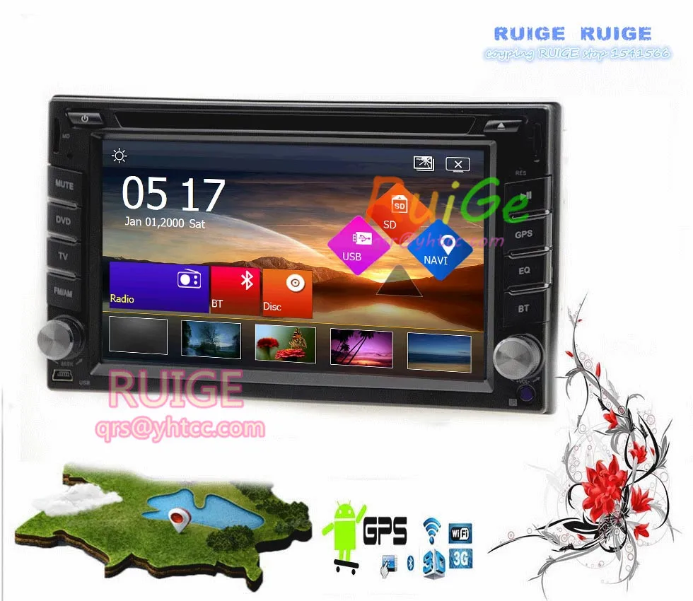 Автомобильный dvd плеер на основе Android 2 din 7 &quotHD емкостный сенсорный экран GPS