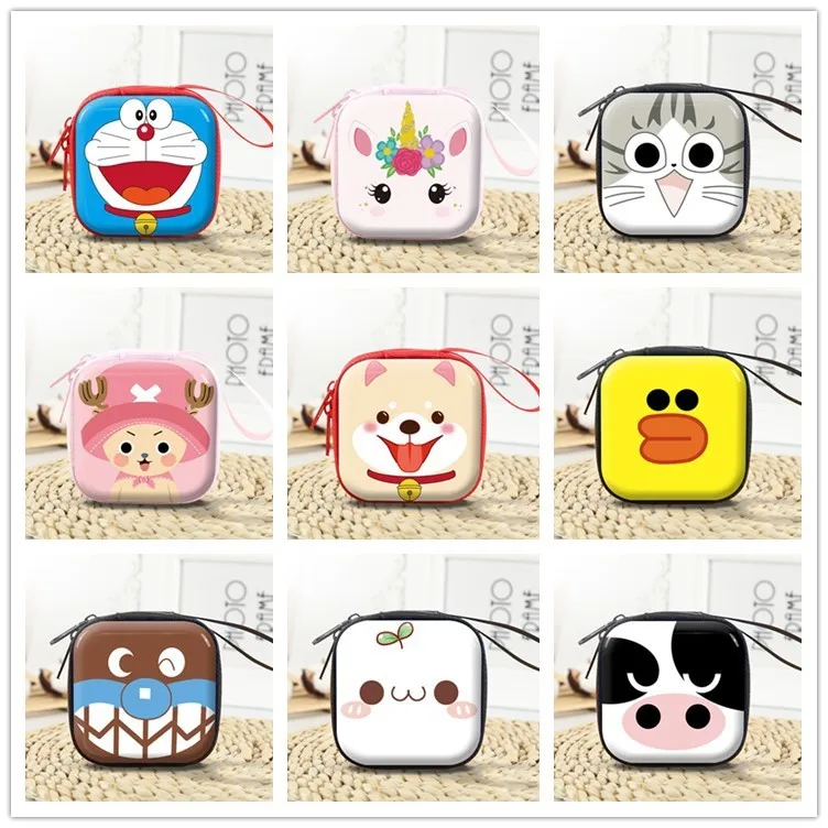 Мини-чехол для наушников с мультяшным животным котом уткой и собакой портативный