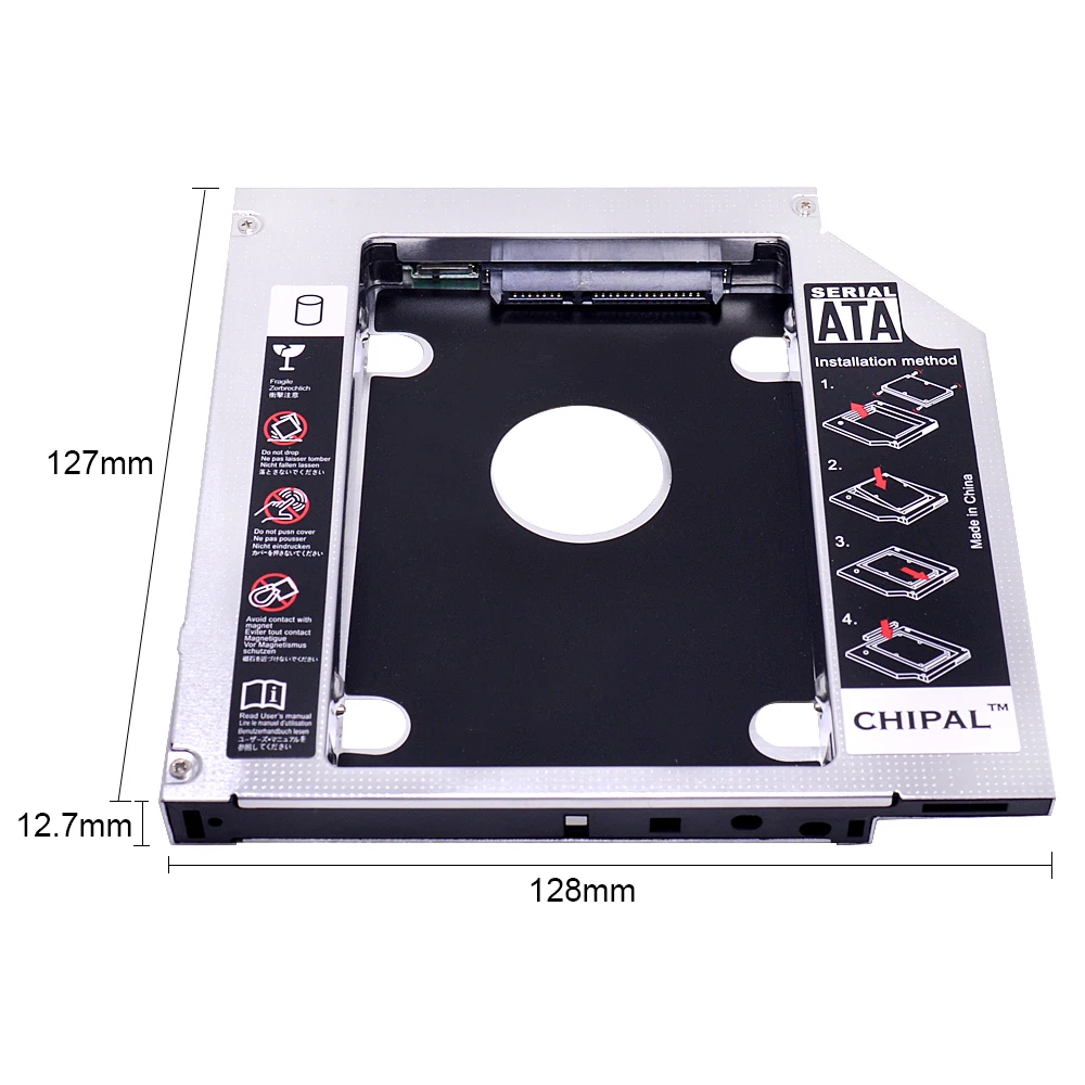 CHIPAL 2nd HDD Caddy 12 7 мм Универсальный Алюминий для 2 5 &quot12 9 SSD корпус + двойной