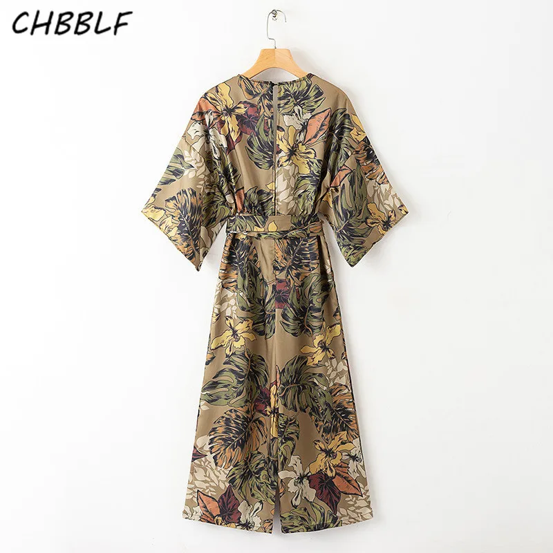Женский винтажный комбинезон CHBBLF цветочный принт v-образный вырез