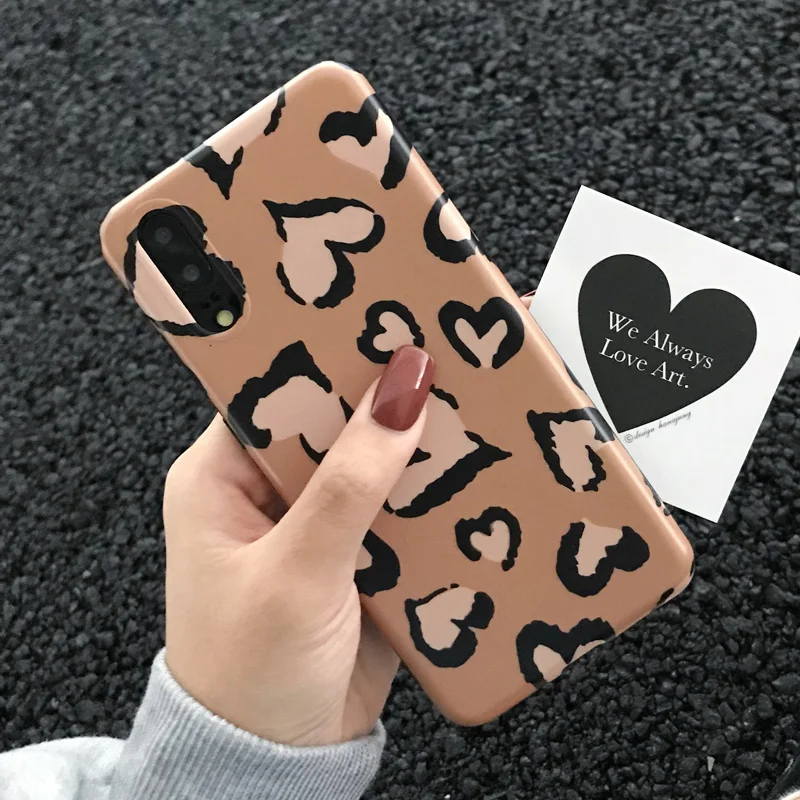 For huawei P20 love heart leopard Case sooth skin Soft back phone Cover for Huawei pro nove2S nova3 3i honor10 9 mate20 |
