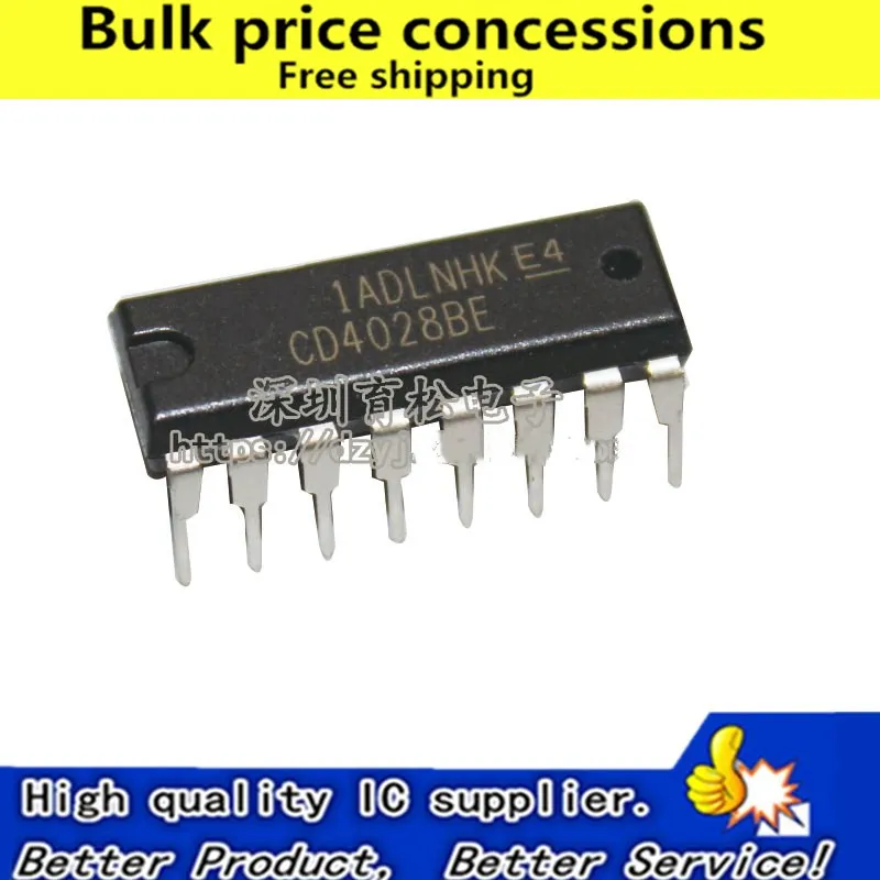 

Freeshipping 10pcs/50pcs/100pcs CD4028BE CD4028 DIP-16 Decimal decoder
