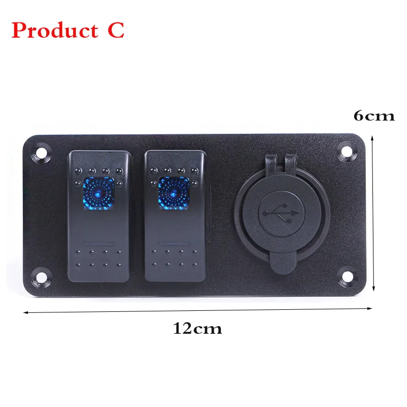 Product C 2 3/4/комплект, автомобильная панель переключателя для лодки, морская панель переключателя, 12~ 24 В, автомобильное двойное зарядное устройство USB с синим светодиодом - Цвет: Product C