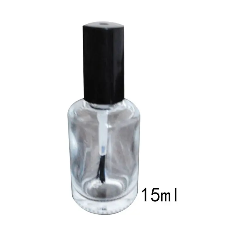 Circular 15ml 3/5/10/15 мл пустые лак для ногтей Стекло бутылка прозрачная Портативный УФ контейнер для геля пополнен ящик для хранения квадратные макияж кисть для труб - Цвет: Circular 15ml