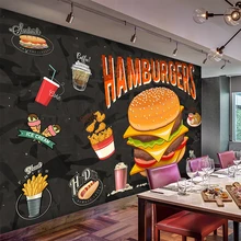 Пользовательские Любой Размер фрески 3D Западной Burger жареная курица быстрого Еда Ресторан Еда обои Ресторан коридор обои