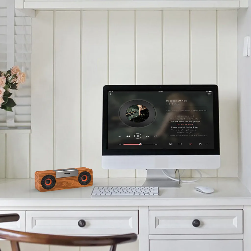 Портативный деревянный Bluetooth беспроводной динамик 3D Hi Fi стерео TWS