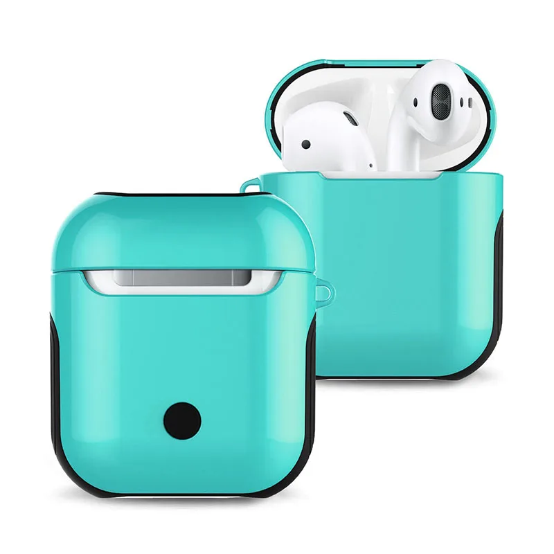 IKSNAIL для Apple Airpods 1 чехол для Bluetooth беспроводные наушники противоударный глянцевый защитный чехол для Air pods зарядная коробка - Цвет: Skyblue
