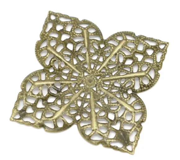 

Free shipping-30Pcs Antique Bronze Flower Wraps Connectors Metal Crafts Decoration DIY Findings Connectors 36x36mm M00610