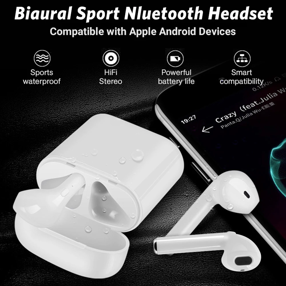 Беспроводные bluetooth наушники гарнитура стерео i9s для телефона с зарядным