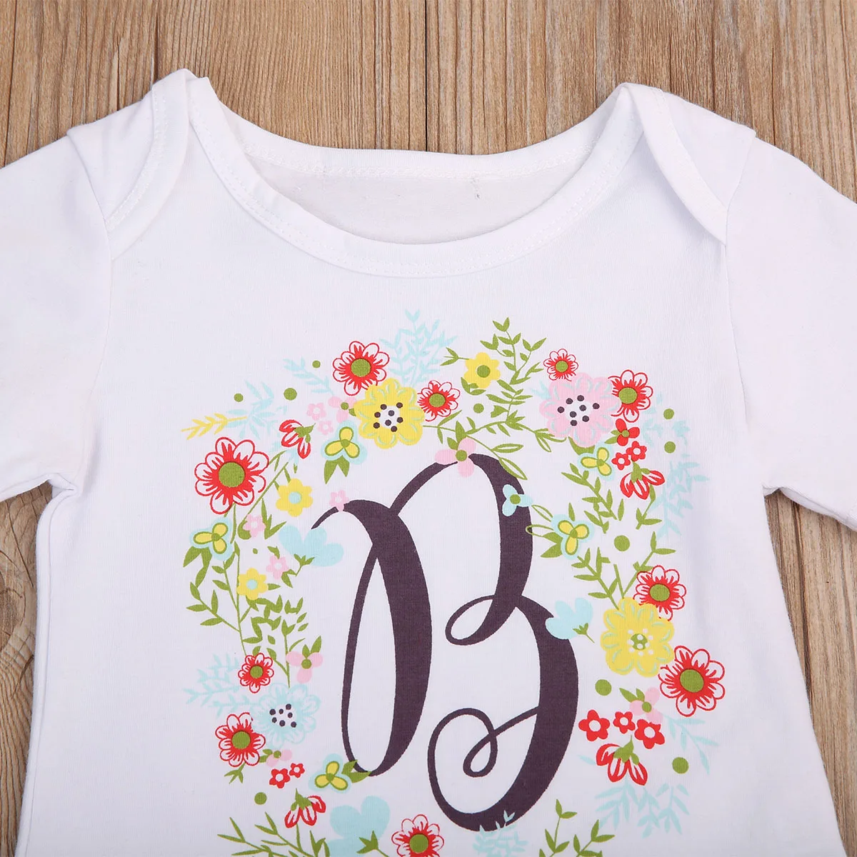 Хлопковое боди для новорожденных с буквенным цветочным принтом на возраст 0 18