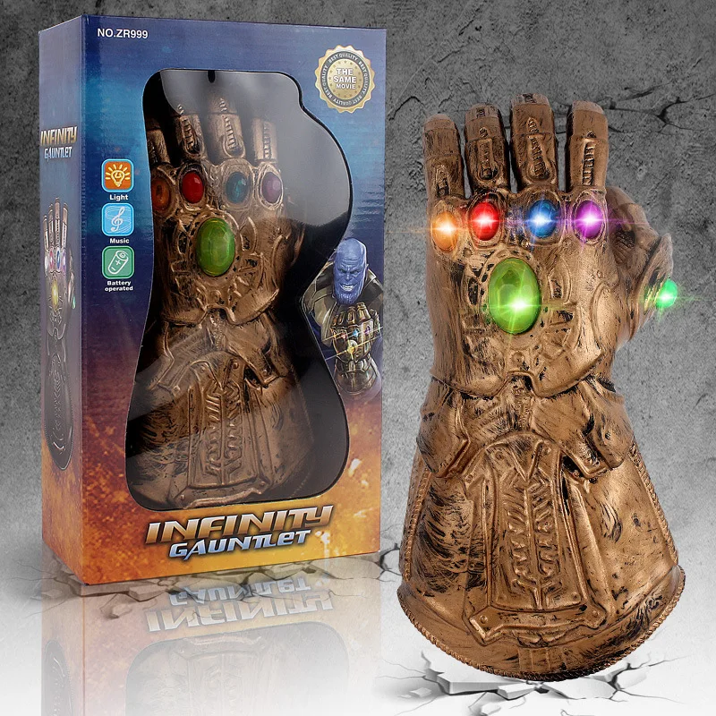 Glowing and Voice Halloween Led& Voice Avengers 4 Thanos Glove Masks Infinity Gauntlet Gloves Cosplay Movie Avengers Latex Mask Prop Set - Цвет: Glowing and Voice