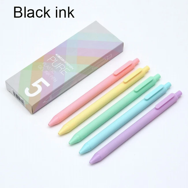 5pcs Macarons pens Kaco чистый выдвижной гелевые ручки 0,5 мм Классическая приковывающая взгляд темно-красный/зеленый/синий/коричневого и черного цвета в стиле ретро Цветной ручки для пуля журнал 5 шт./кор - Цвет: 5pcs Macarons pens
